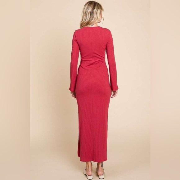 Culture Code Full Size Round Neck Bodycon Bell Maxi Dress - Picture 2 of 4